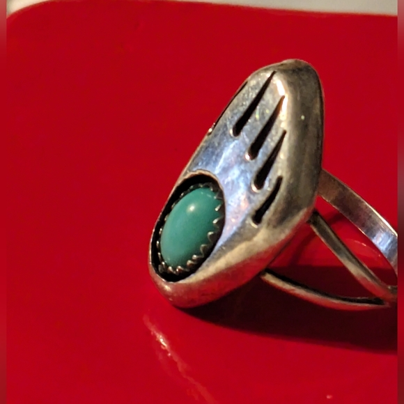Vintage Sterling Silver bear print with turquoise - Picture 5 of 16